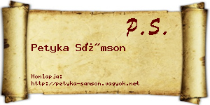 Petyka Sámson névjegykártya